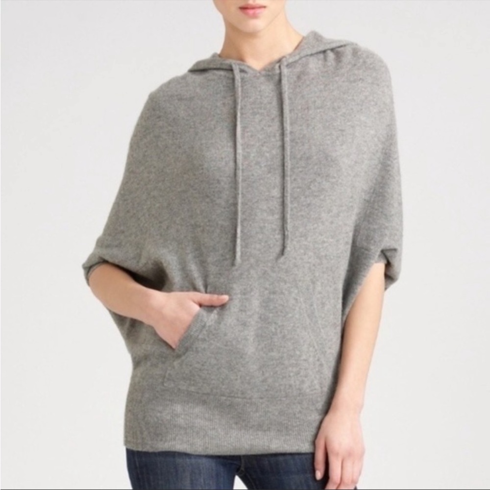 Vince. 100% Cashmere Oversized Hoodie Poncho Sweater | Short Sleeve Size Medium